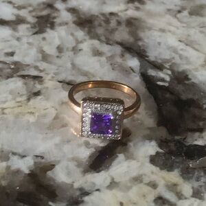 Vintage Rose Gold Plated Ring, Stainless Steel, Approx. Size 8